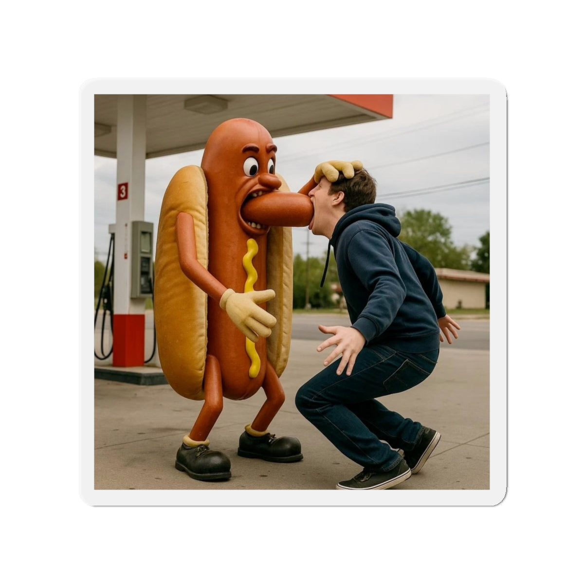 Man Eats Hotdog! - Die-Cut Magnet