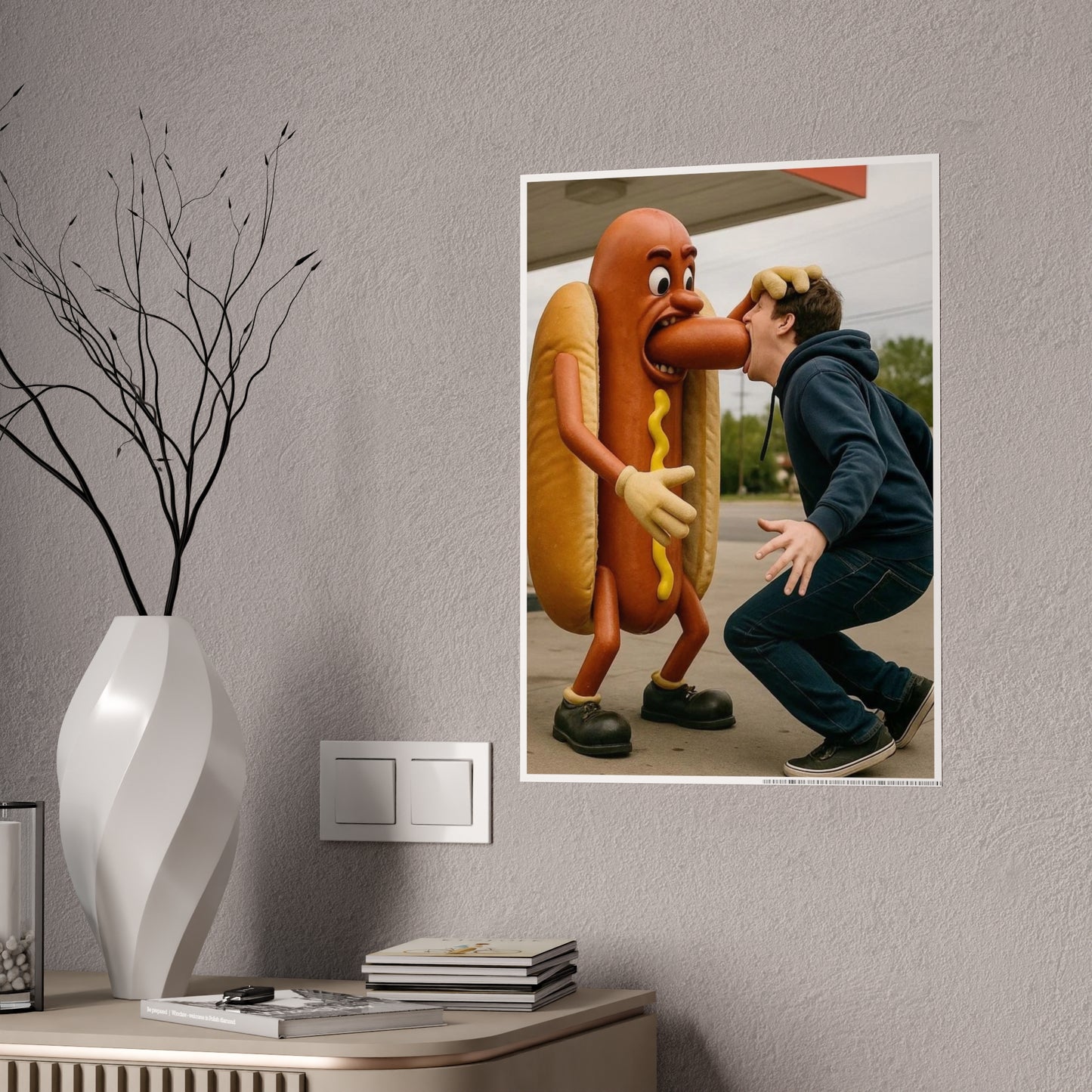 Man Eats Hotdog! - Gloss Posters