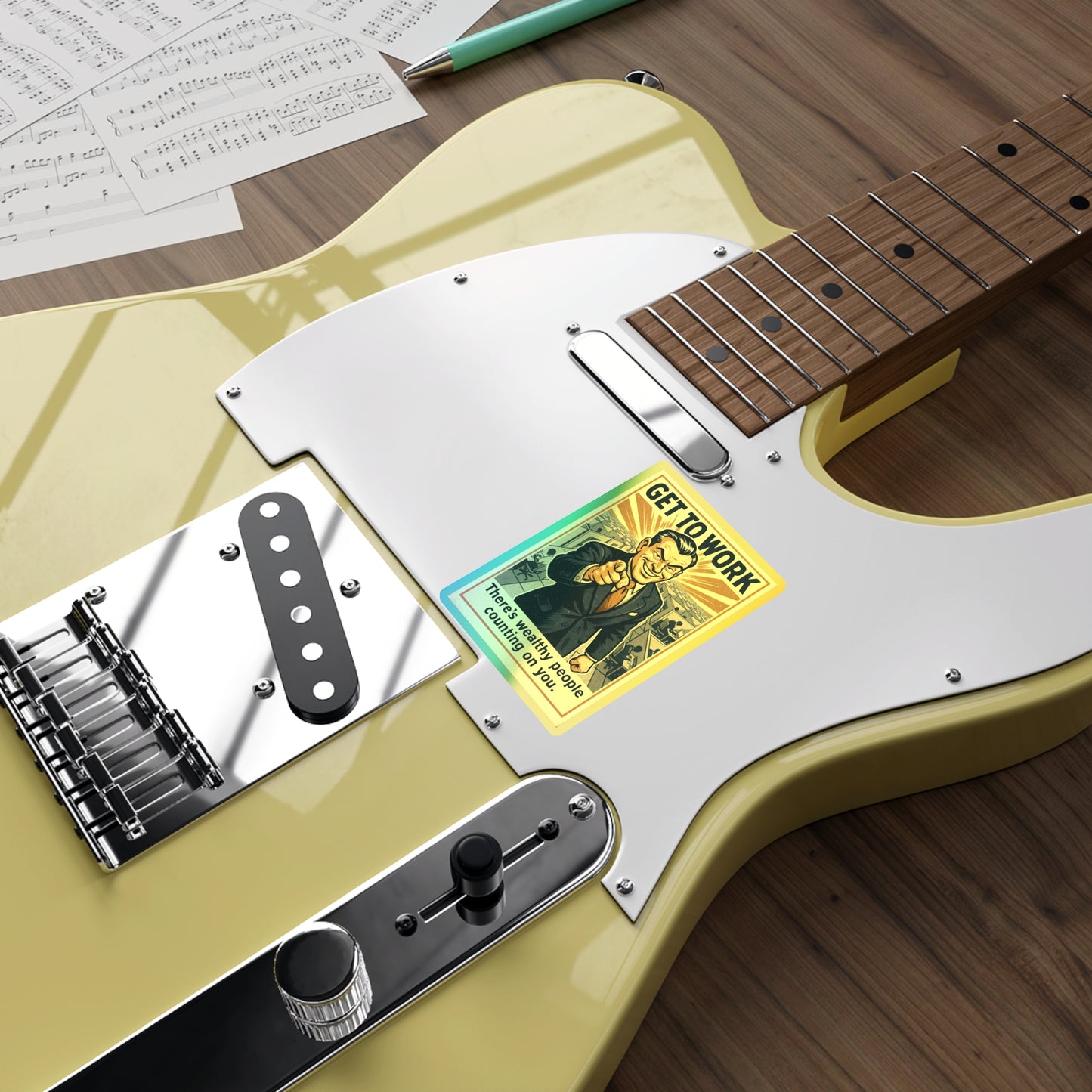 Get To Work - Holographic Die-Cut Stickers