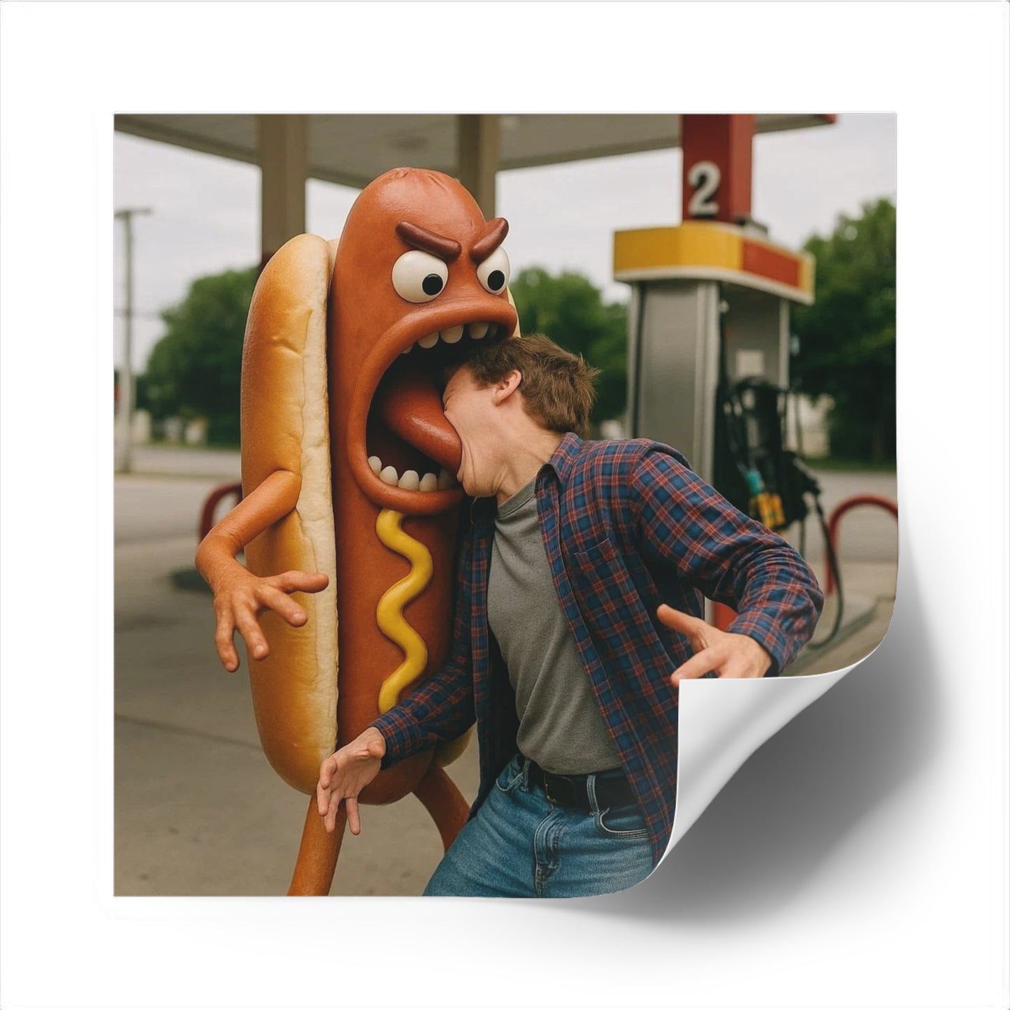 Hotdog Eats Man! - Square Stickers