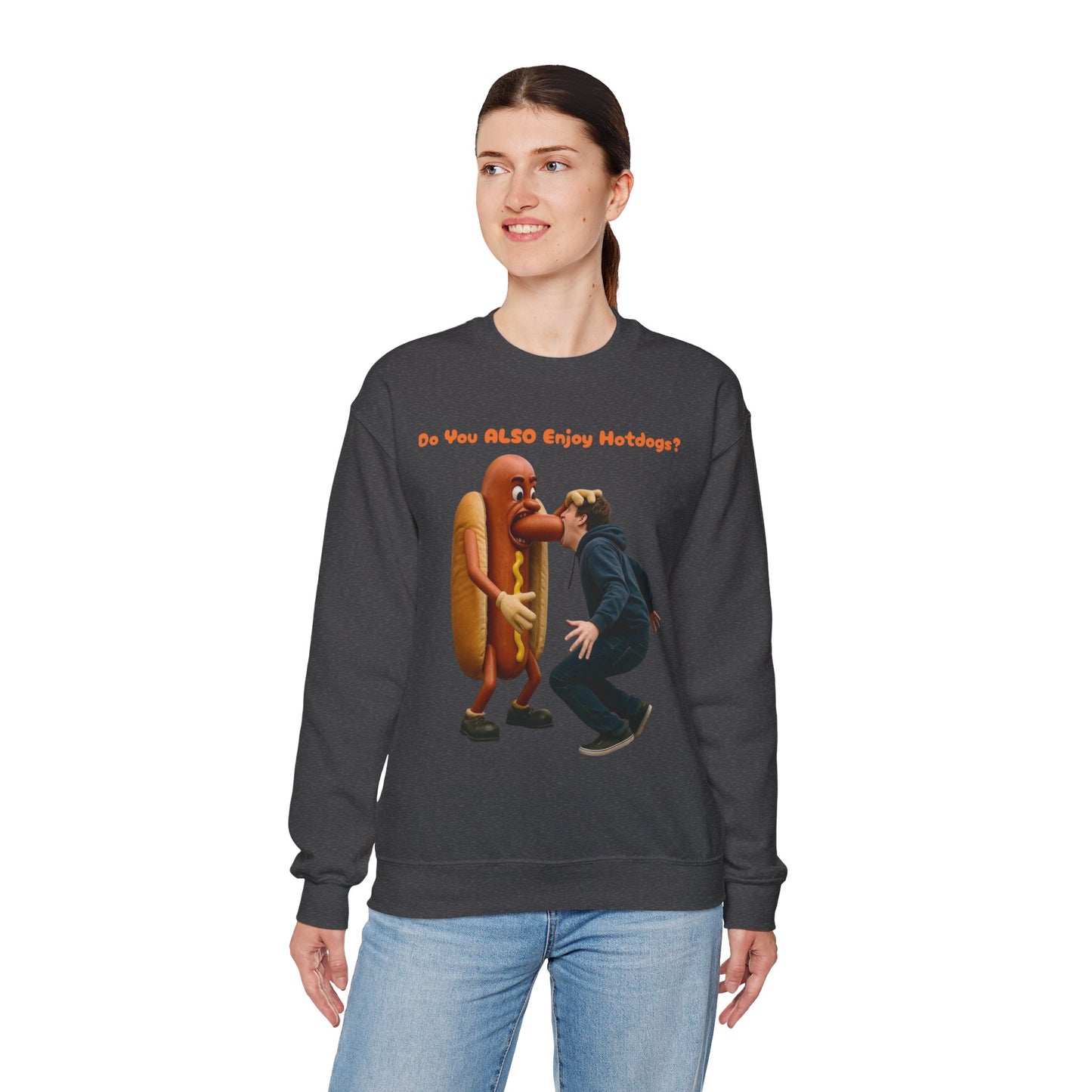 Man Eats Hotdog! - Unisex Heavy Blend Crewneck Sweatshirt