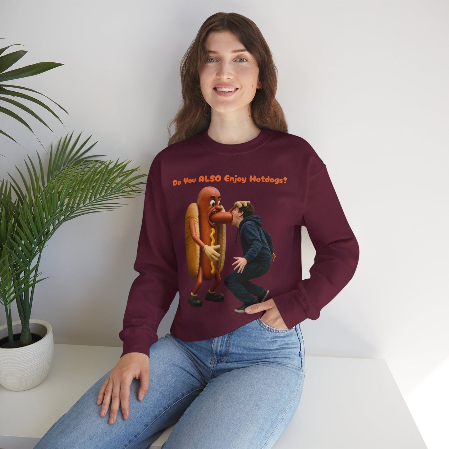 Man Eats Hotdog! - Unisex Heavy Blend Crewneck Sweatshirt