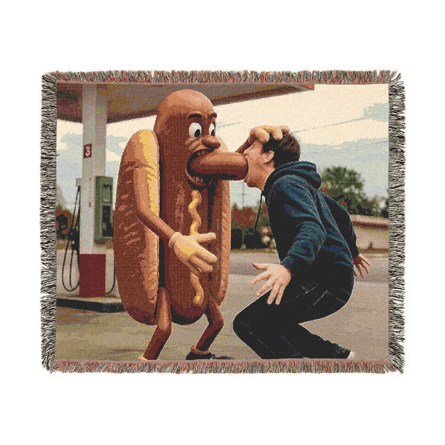 Man Eats Hotdog! - Woven Blanket