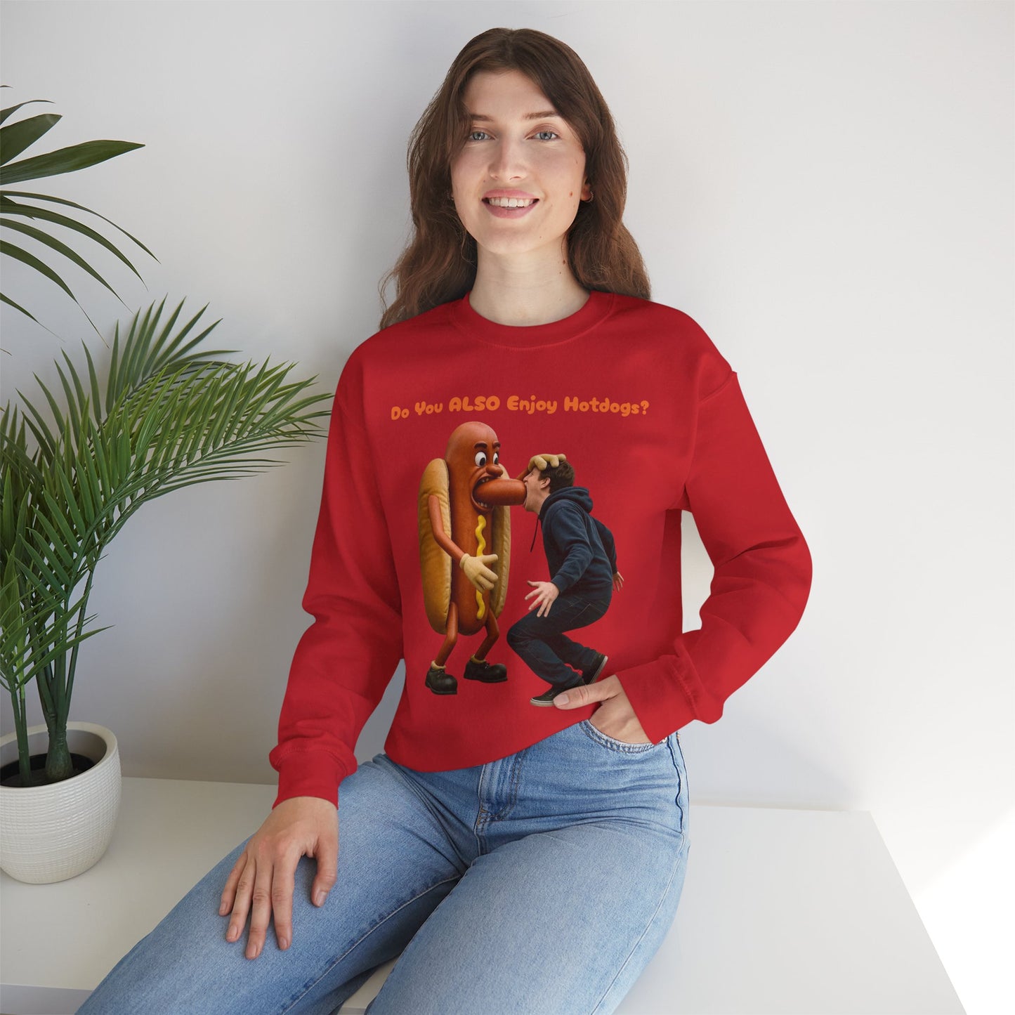 Man Eats Hotdog! - Unisex Heavy Blend Crewneck Sweatshirt