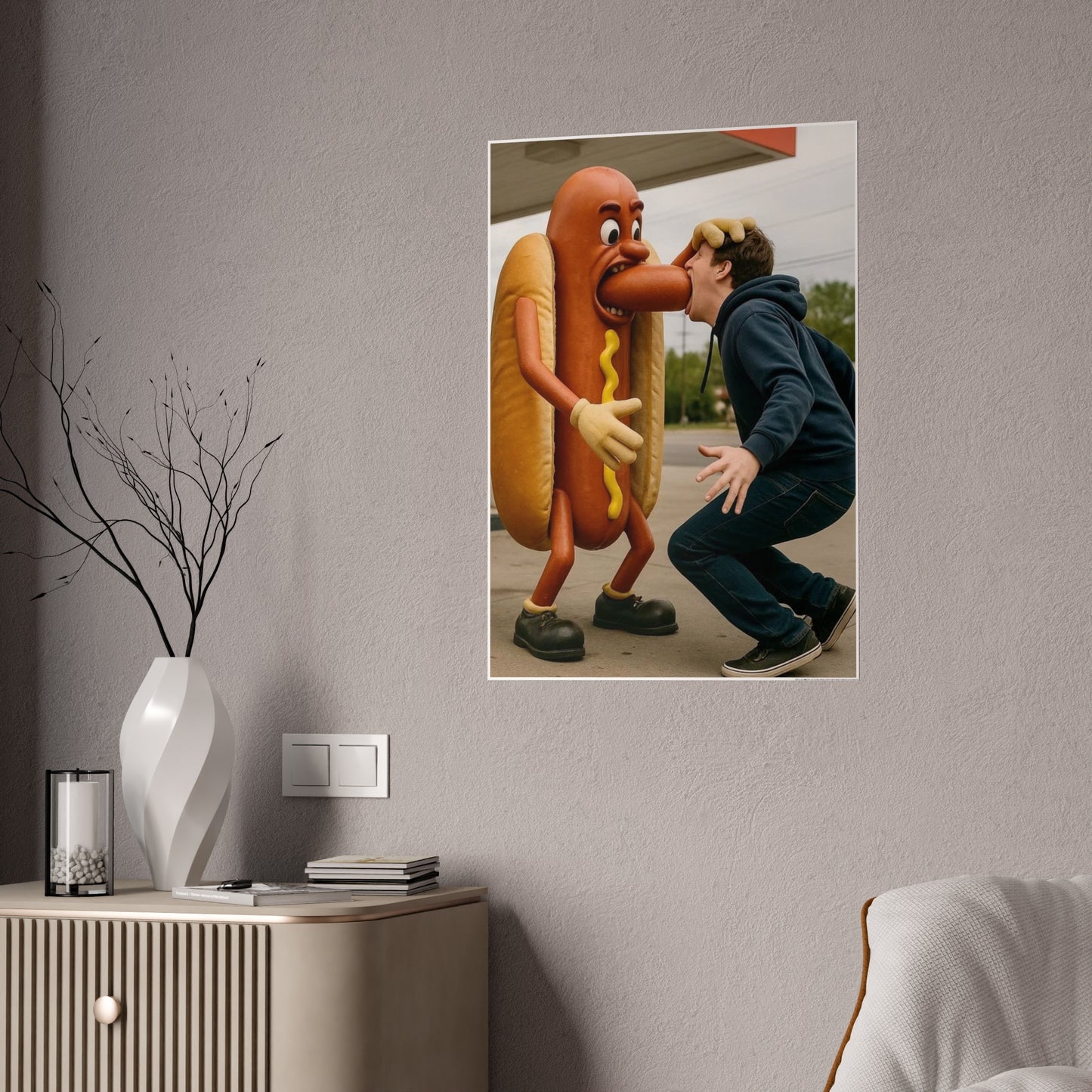 Man Eats Hotdog! - Gloss Posters
