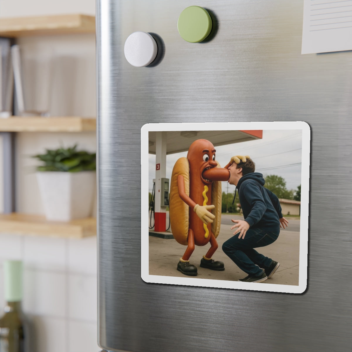 Man Eats Hotdog! - Die-Cut Magnet