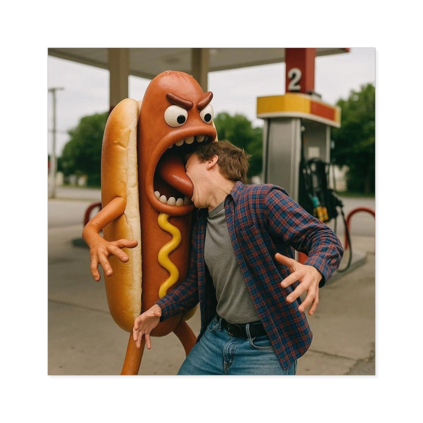 Hotdog Eats Man! - Square Stickers