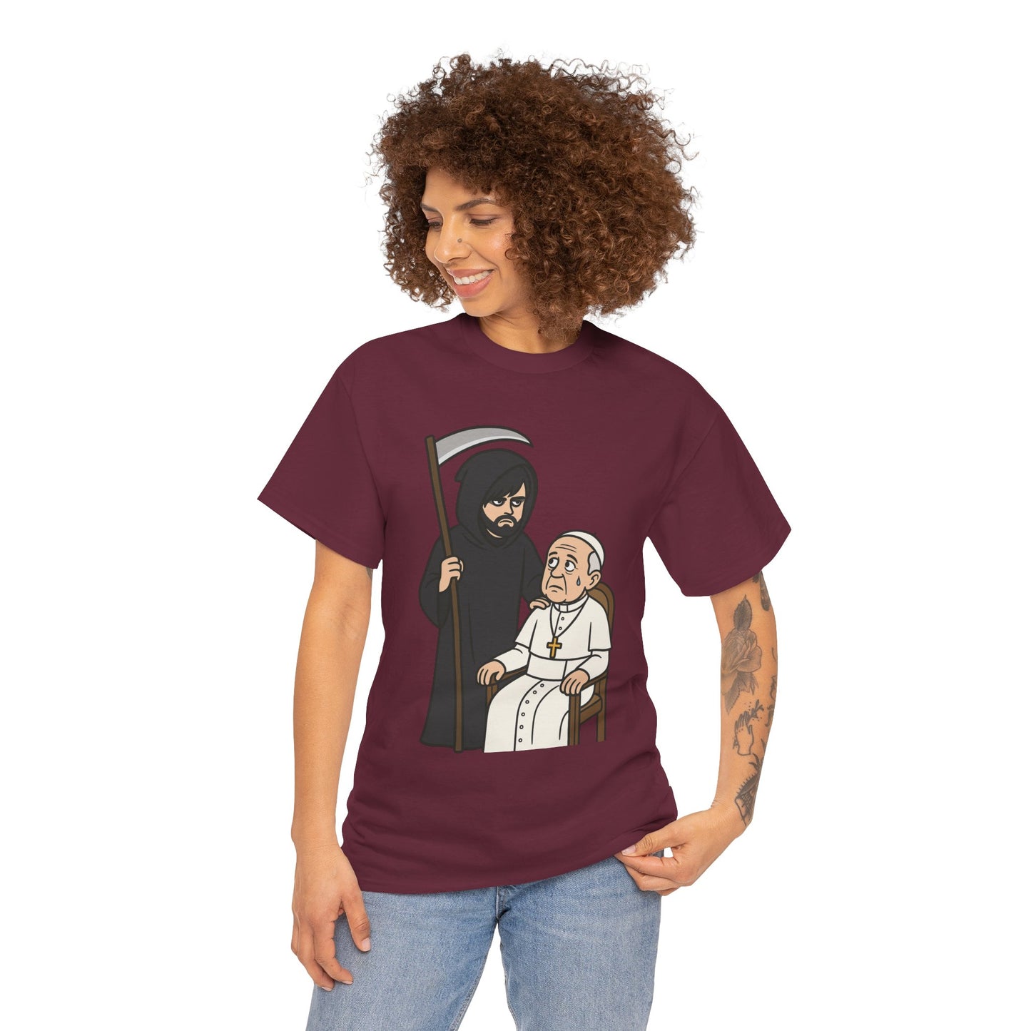 Grim Reaper and The Pope - Unisex Heavy Cotton Tee