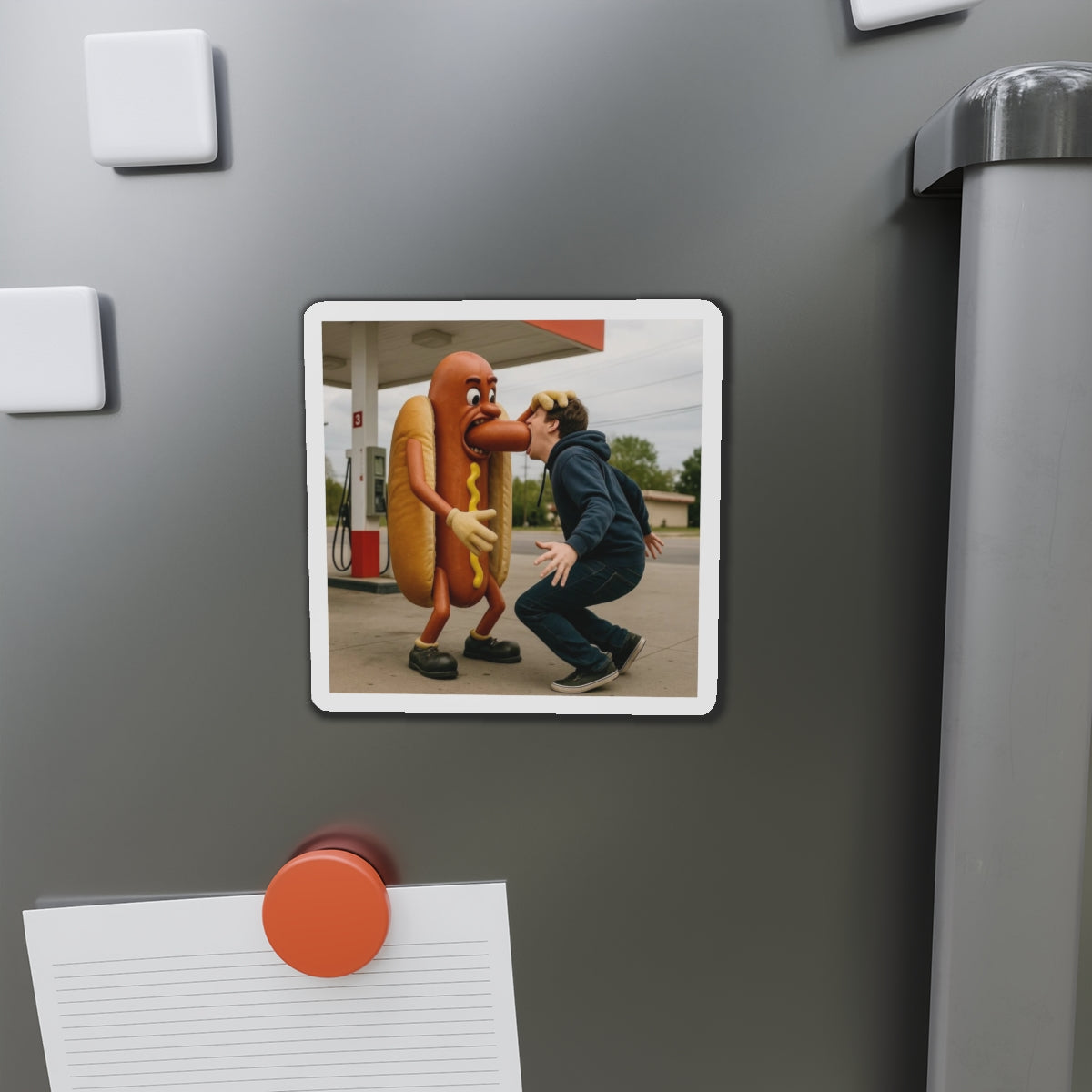 Man Eats Hotdog! - Die-Cut Magnet