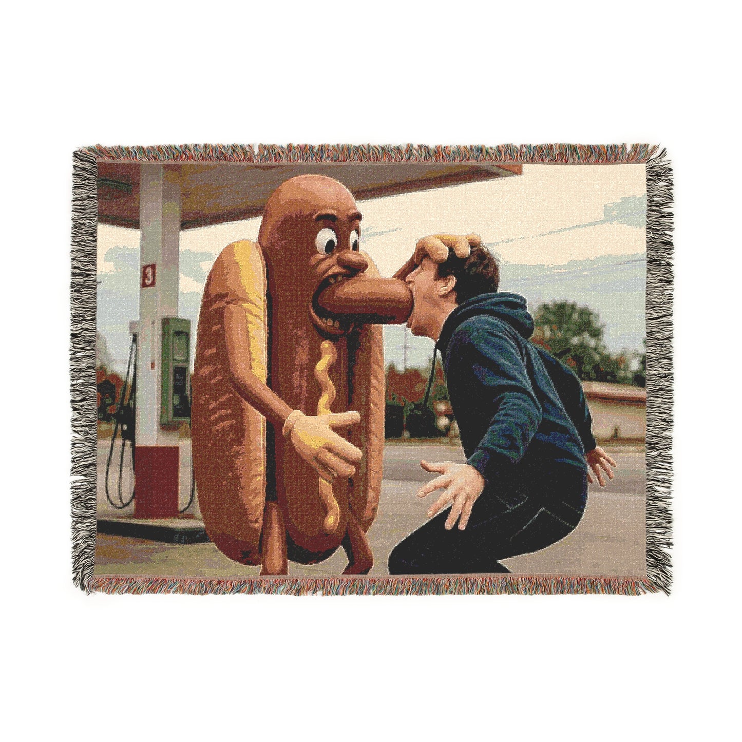 Man Eats Hotdog! - Woven Blanket