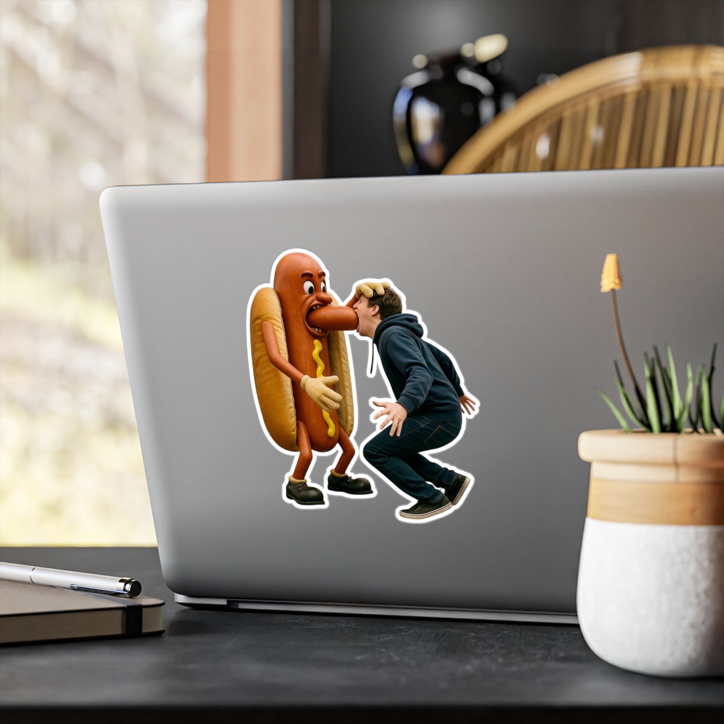 Man Eats Hotdog! -  Kiss-Cut Vinyl Decals