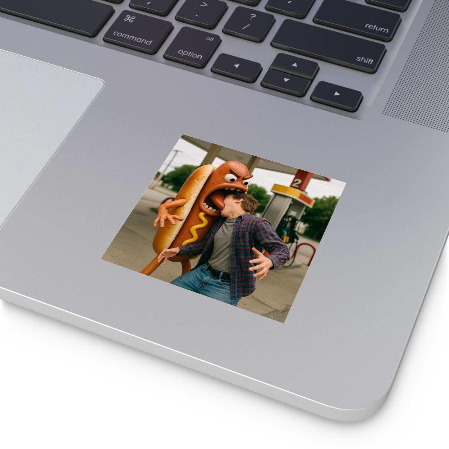 Hotdog Eats Man! - Square Stickers