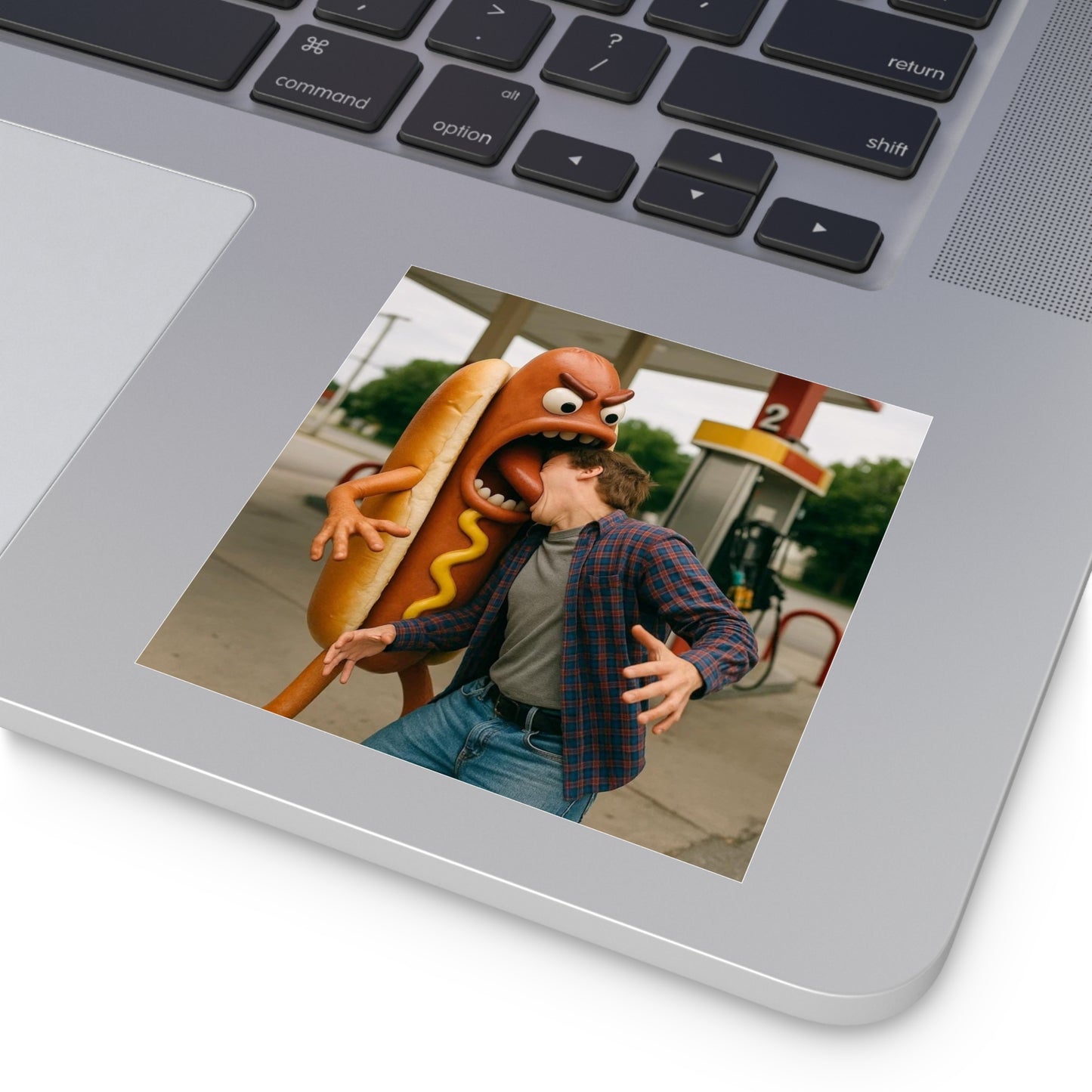 Hotdog Eats Man! - Square Stickers