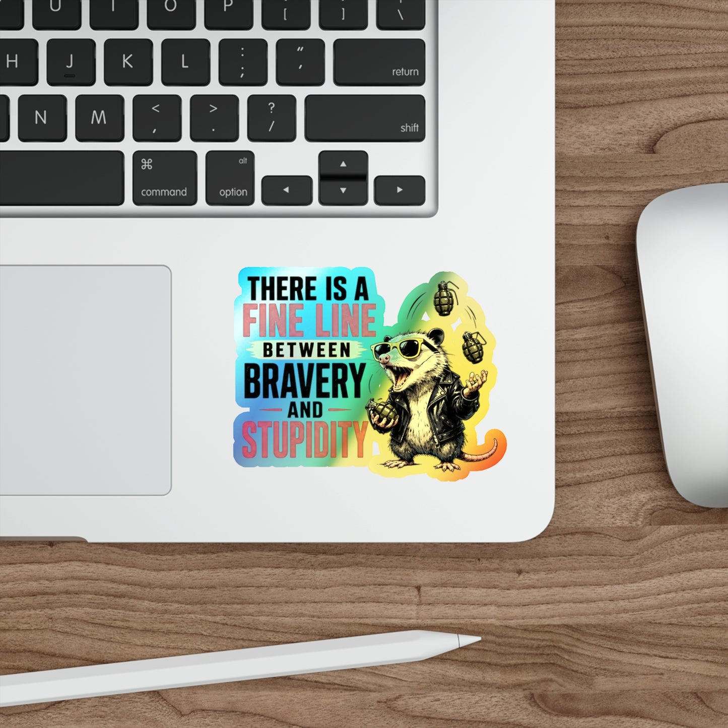 Fine Line to Stupidity - Holographic Die-cut Stickers