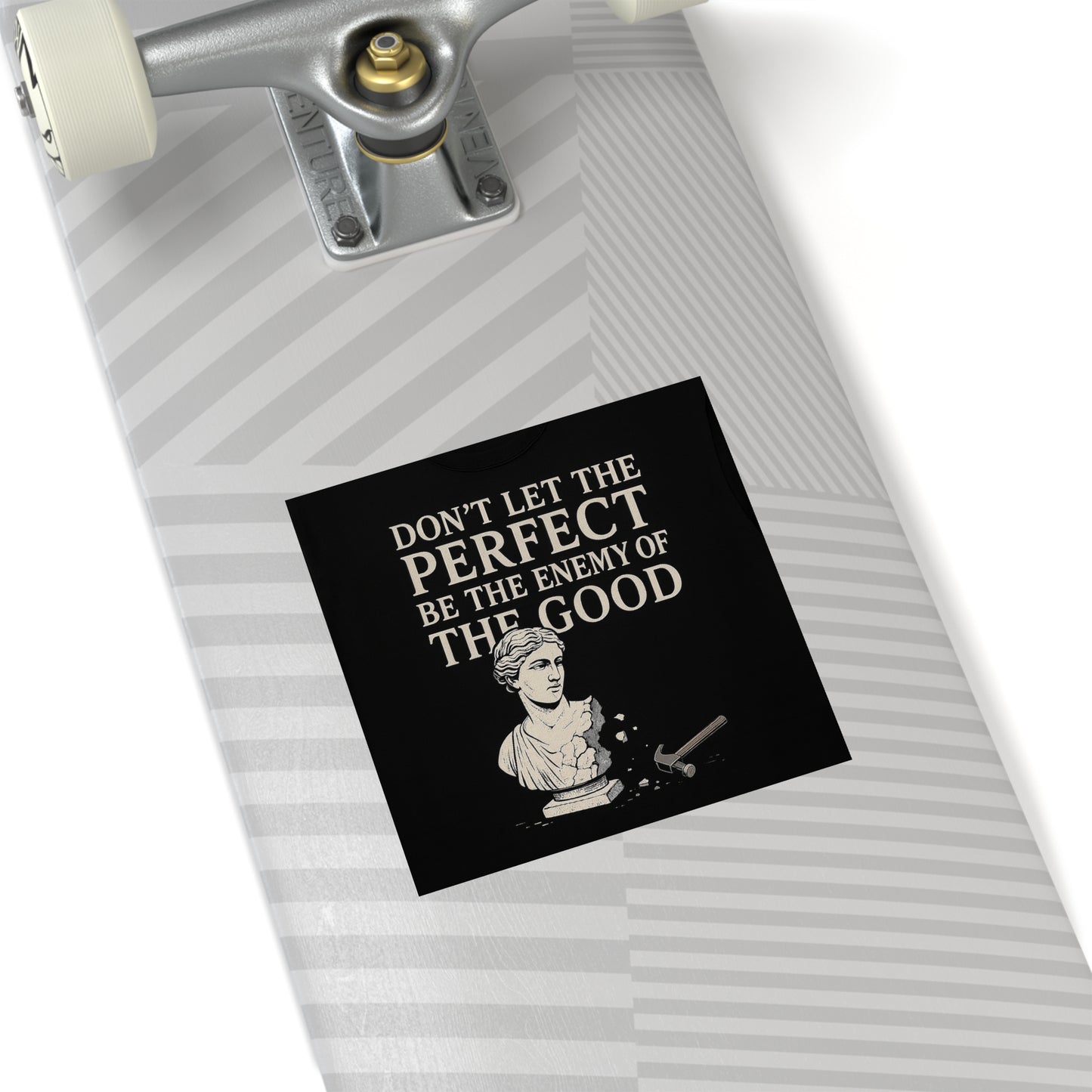 Enemy of the good - Square Stickers, Motivational Art Decals, Unique Gifts for Students, Office Decor, Self-Improvement Reminder