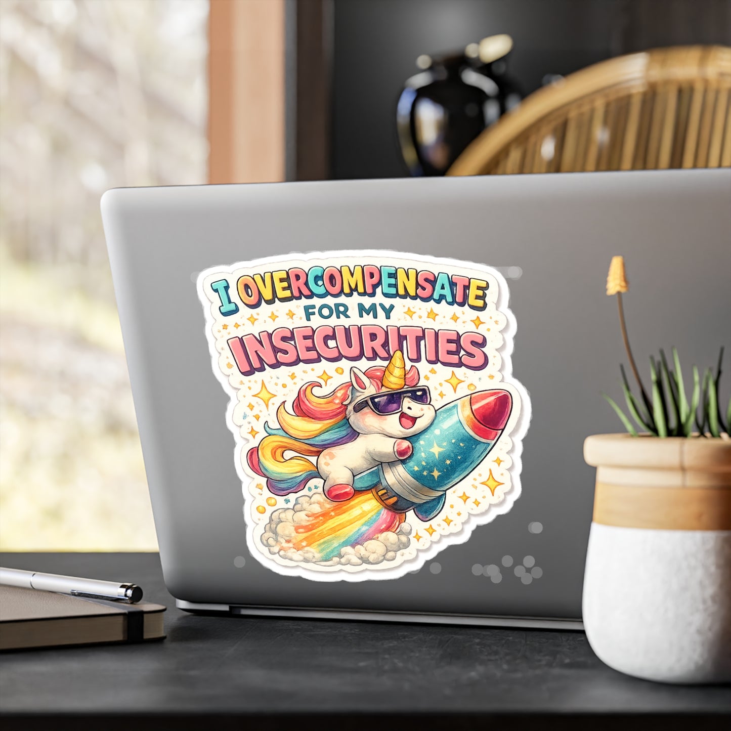I Overcompensate - Kiss-Cut Vinyl Decals