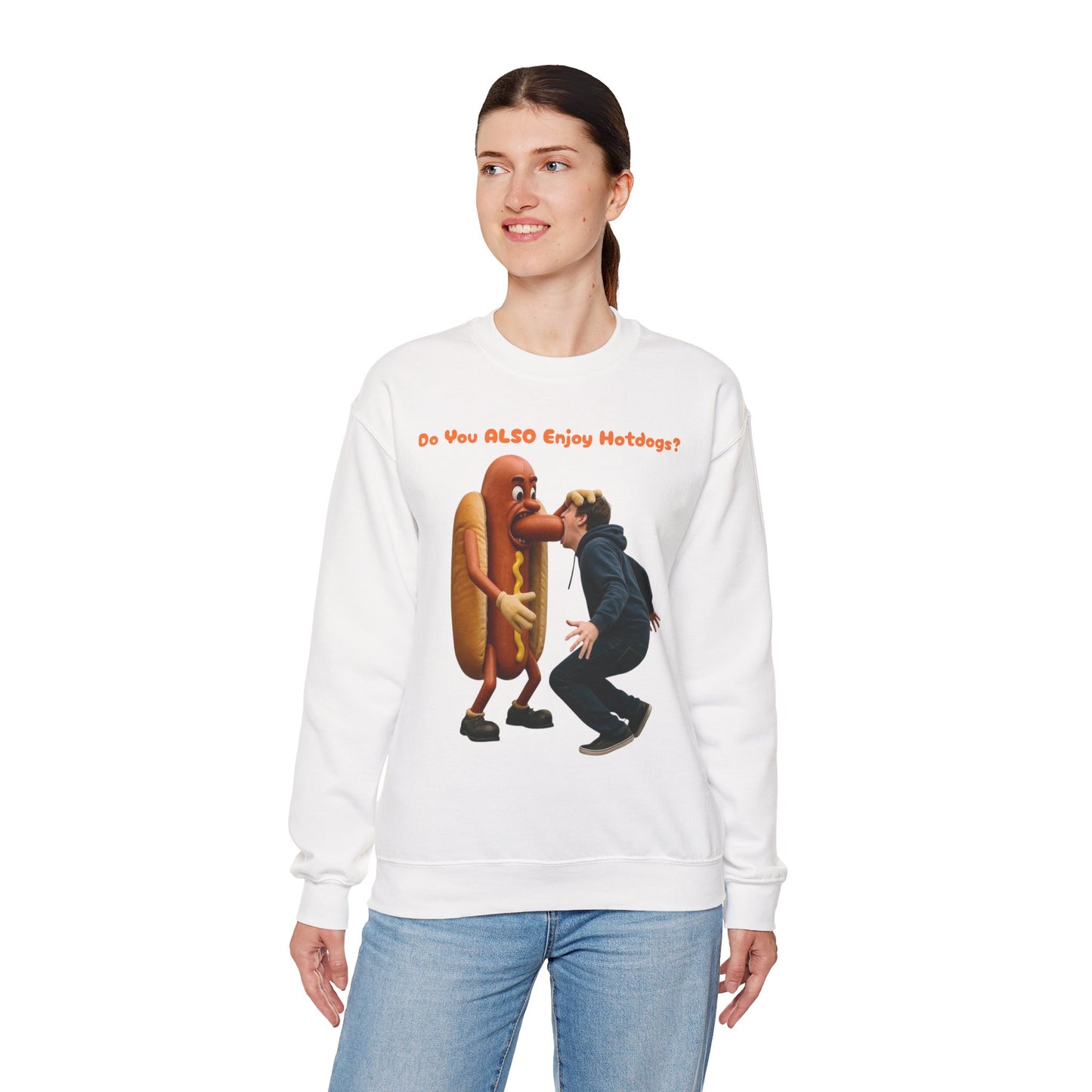 Man Eats Hotdog! - Unisex Heavy Blend Crewneck Sweatshirt