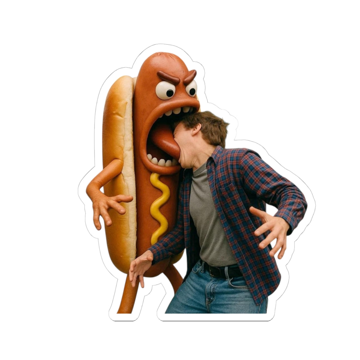 Hotdog Eats Man! - Kiss-Cut Stickers