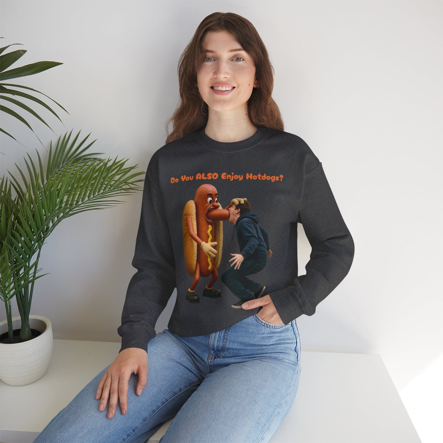 Man Eats Hotdog! - Unisex Heavy Blend Crewneck Sweatshirt