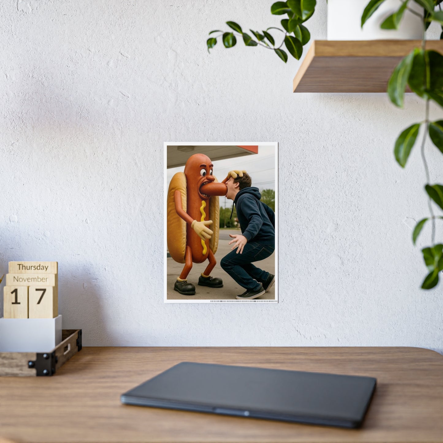 Man Eats Hotdog! - Gloss Posters