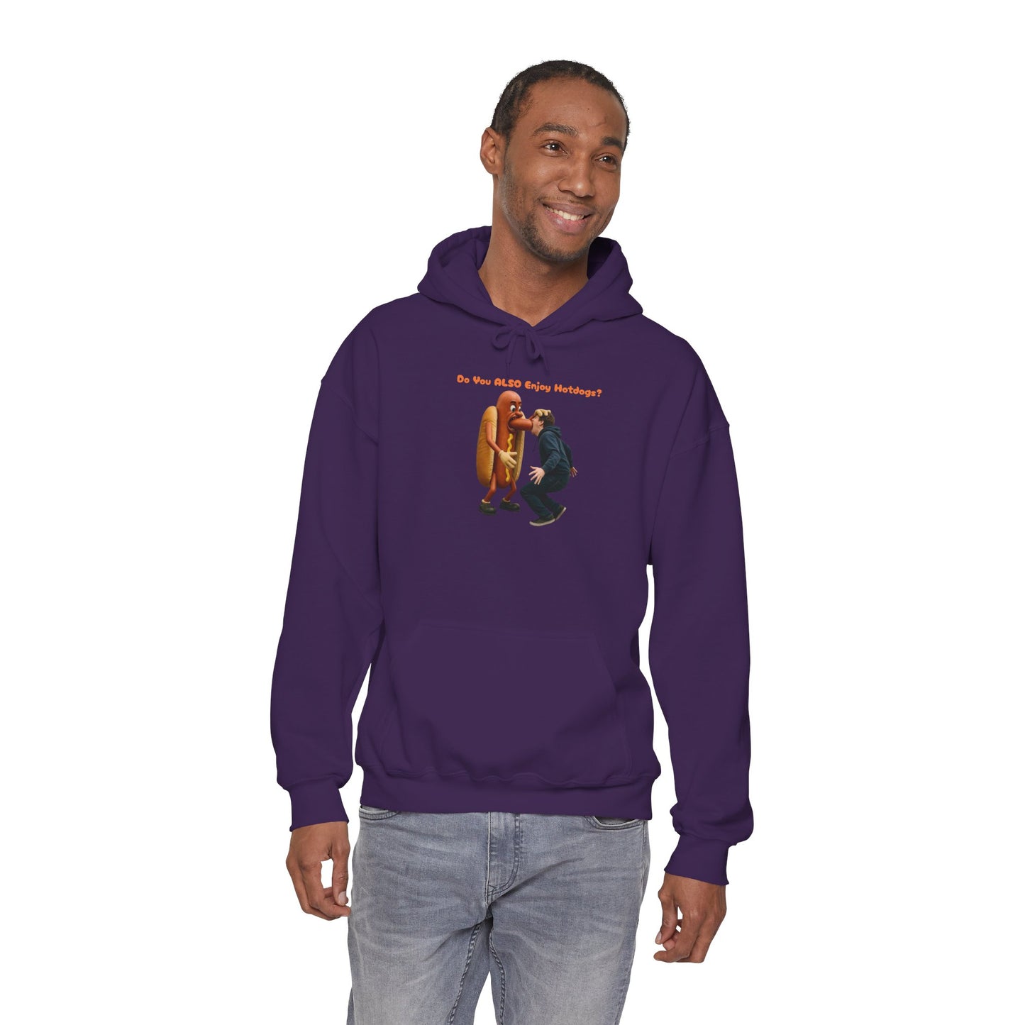 Man Eats Hotdog! - Unisex Heavy Blend Hooded Sweatshirt