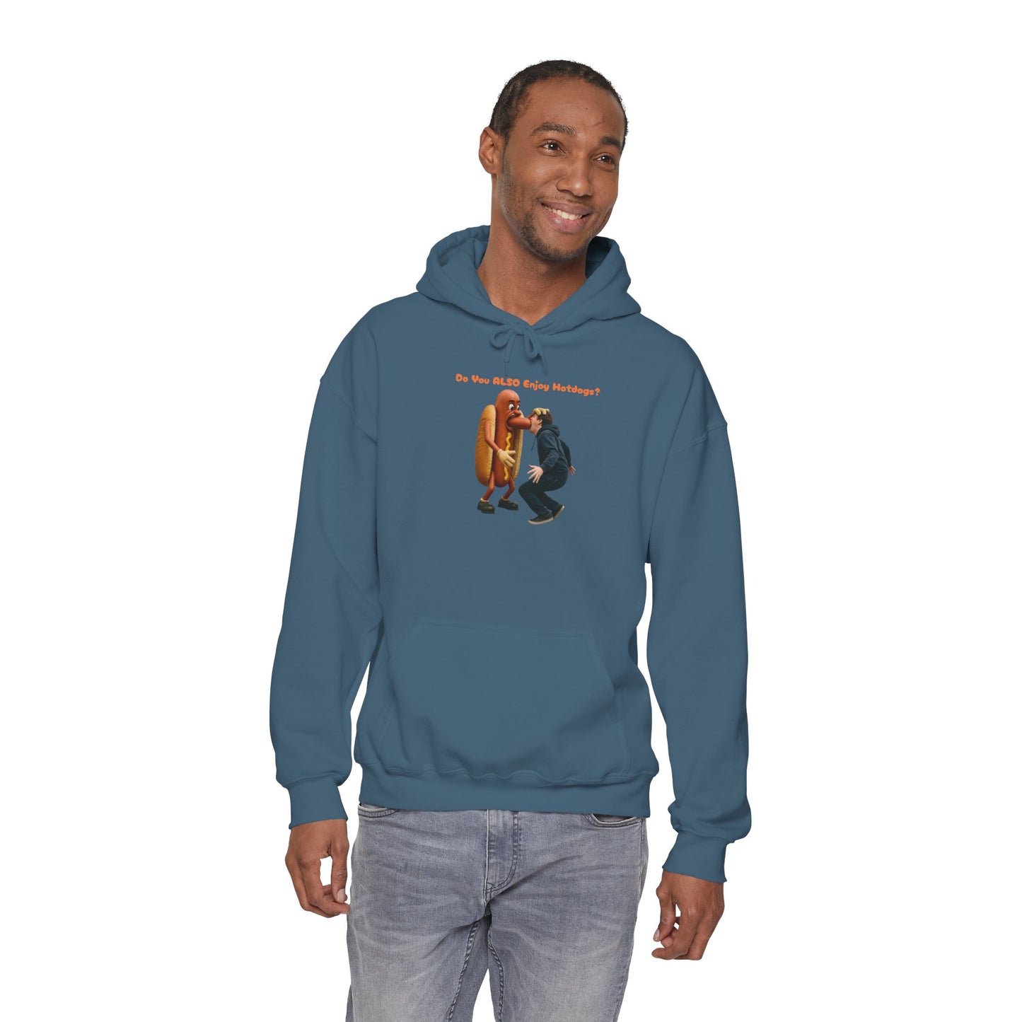 Man Eats Hotdog! - Unisex Heavy Blend Hooded Sweatshirt